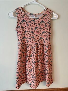 Girls' Pink Butterfly Casual Sleeveless skater Dress